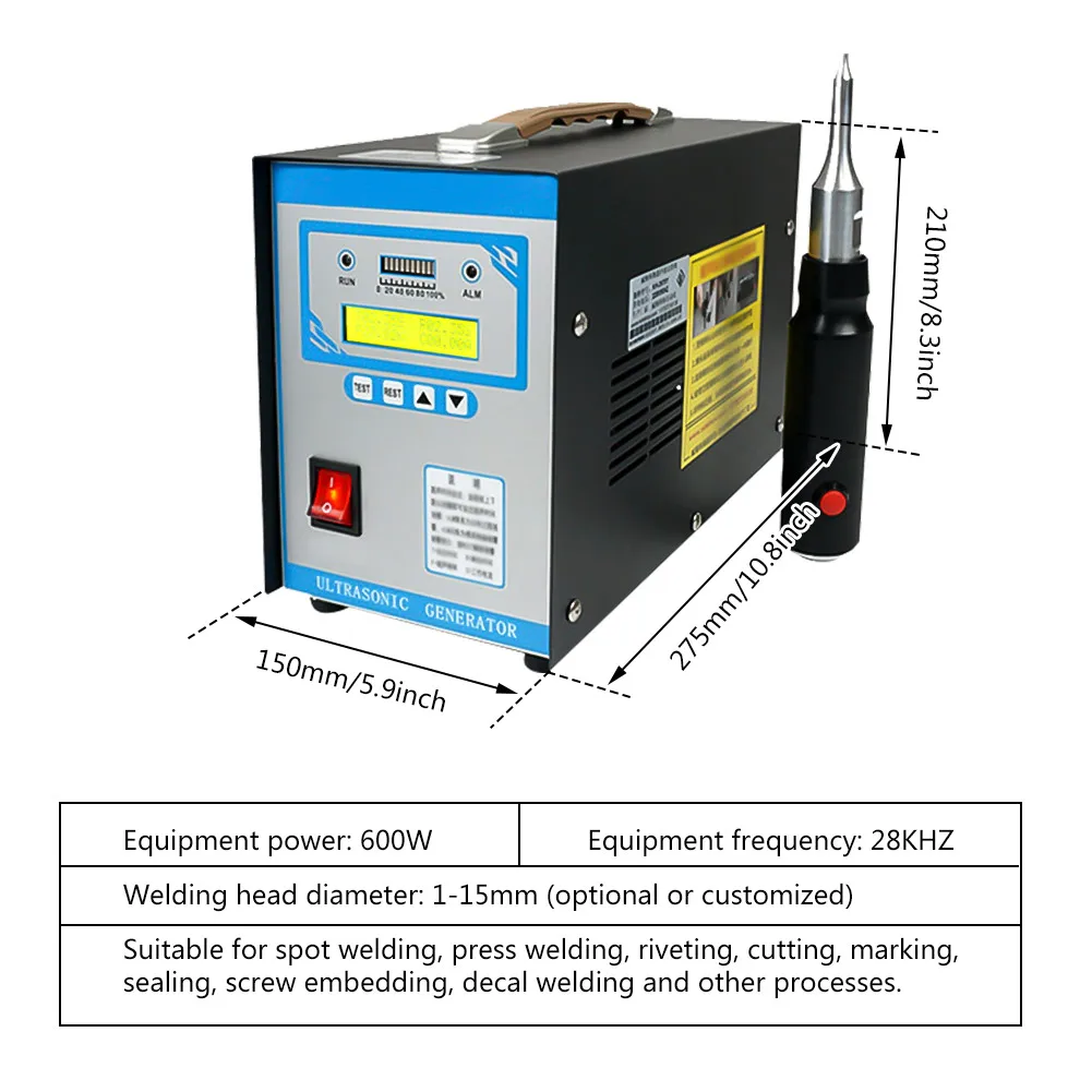 Ultrasonic Plastic spot Welding Machine 700W Plast Welder 28kHz Ultrasonic Welding Equipment car body repair with two nozzels 4