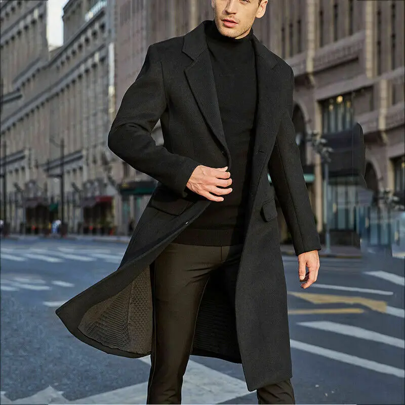 

2020 new winter wool coat men long leisure Sections woolen coats men Pure color casual fashion jackets / casual men overcoat