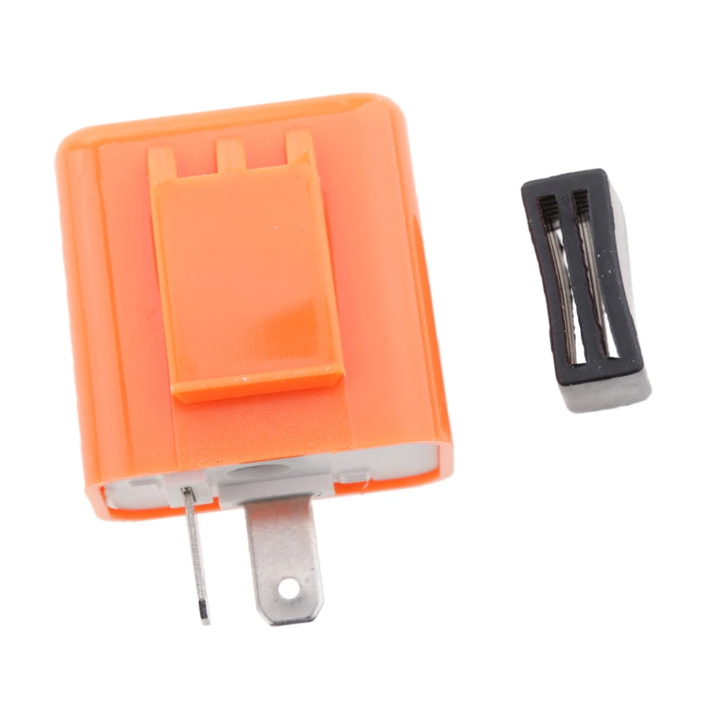 Orange 12V 2 Pin Electronic Turn Signal Adjustable Flasher Relay Flash Fit for Motorcycle
