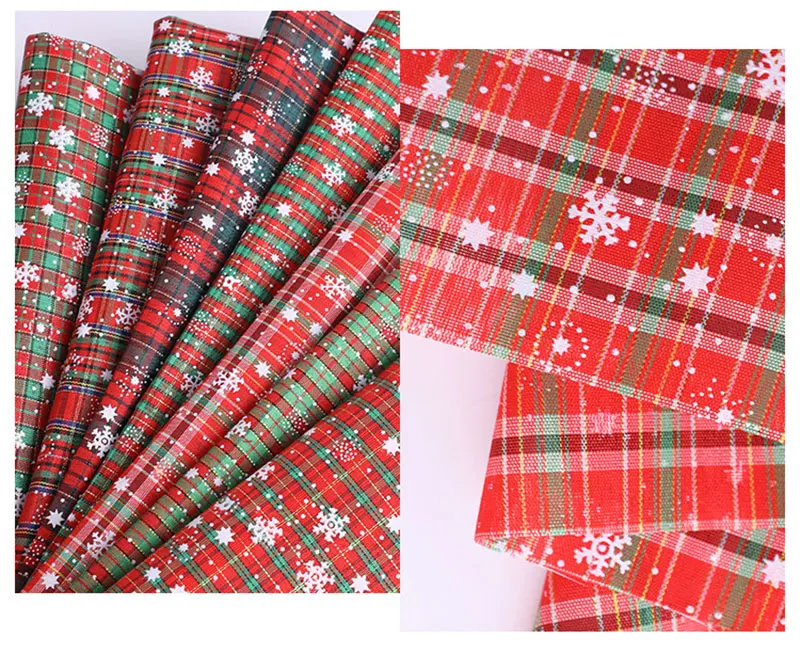 100*145 см полиэстер ткань Рождественская клетчатая ткань Снежинка горячего тиснения ткань Сделай Сам пэчворк Рождественская подарочная упаковка на заказ