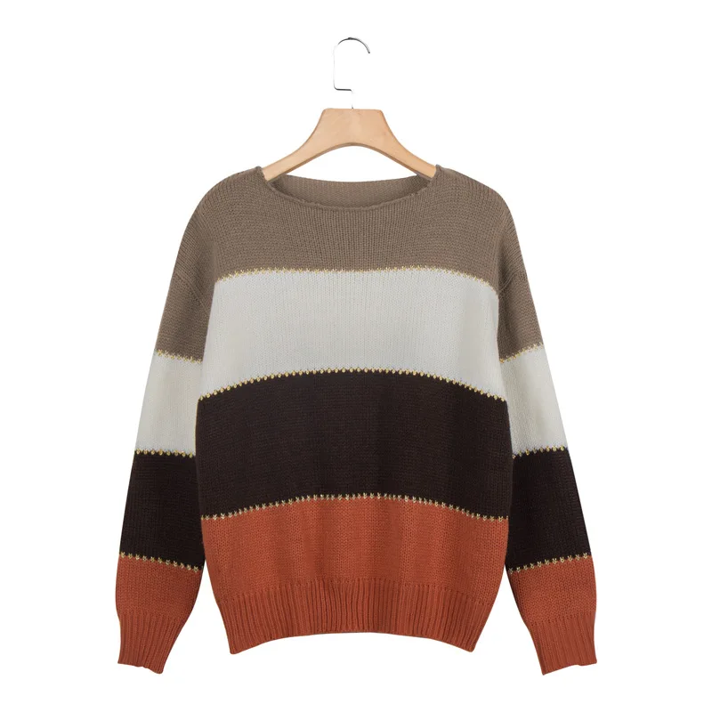 Casual Striped O Neck Women Sweater Autumn Winter Long Sleeve Jumper 2019 Knitted Loose Fashion Pullover Femme Casual Striped O Neck Women Sweater Autumn Winter Long Sleeve Jumper 2019 Knitted Loose Fashion Pullover Femme