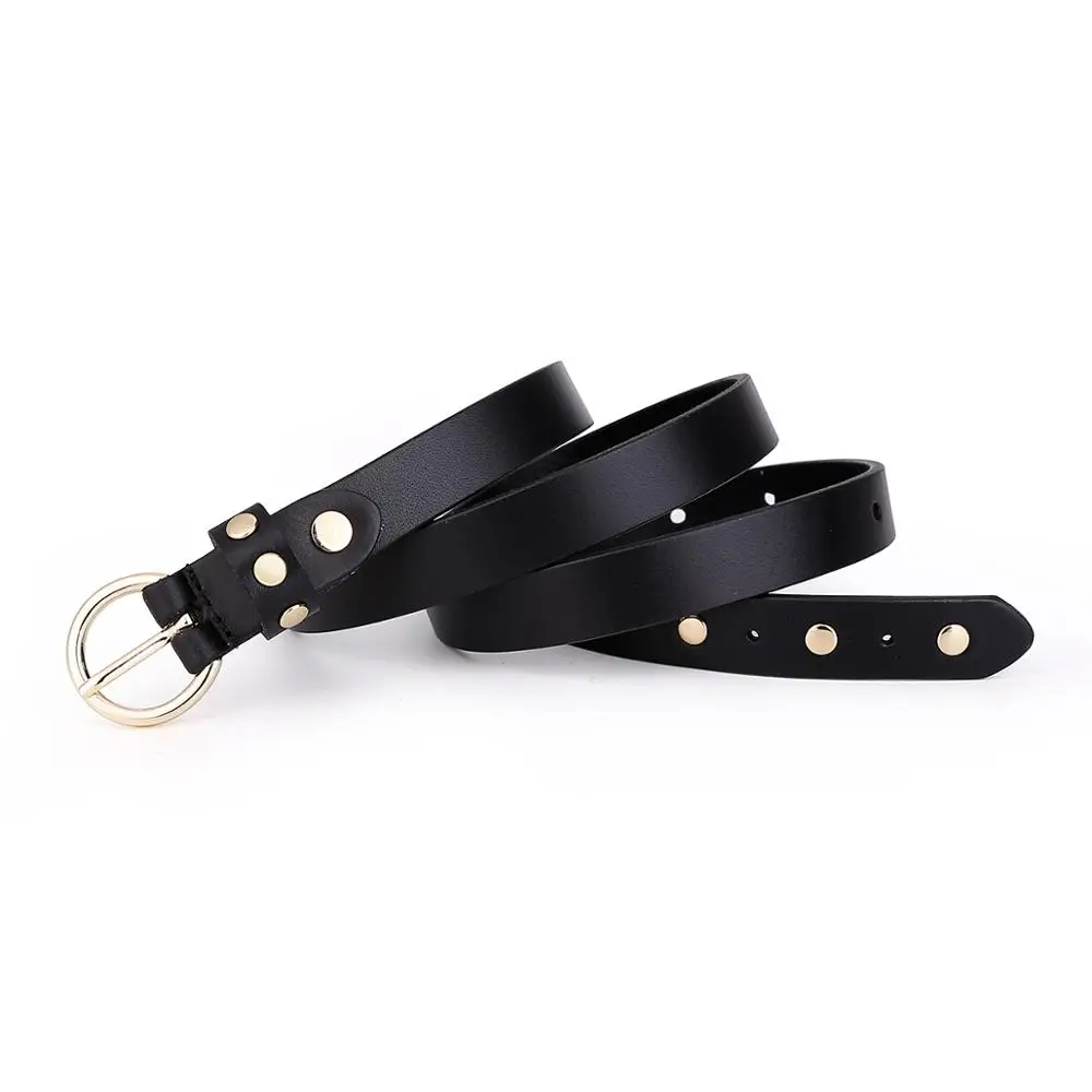 New Cowhide Leather Belt Lady Pin Metal Chain Waist Strap Street Belts for Women Girl