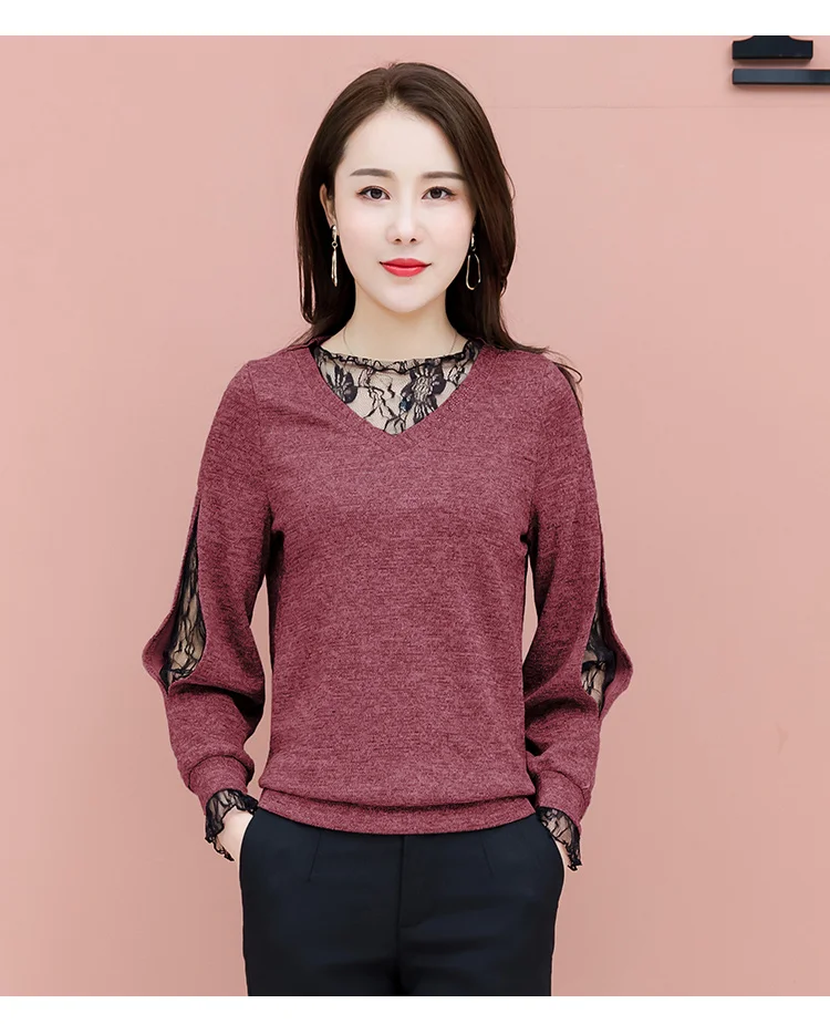 Blusas mujer de moda женские рубашки Женская мода новая весенняя рубашка с длинным рукавом Повседневная кружевная женская блузка 7890 50
