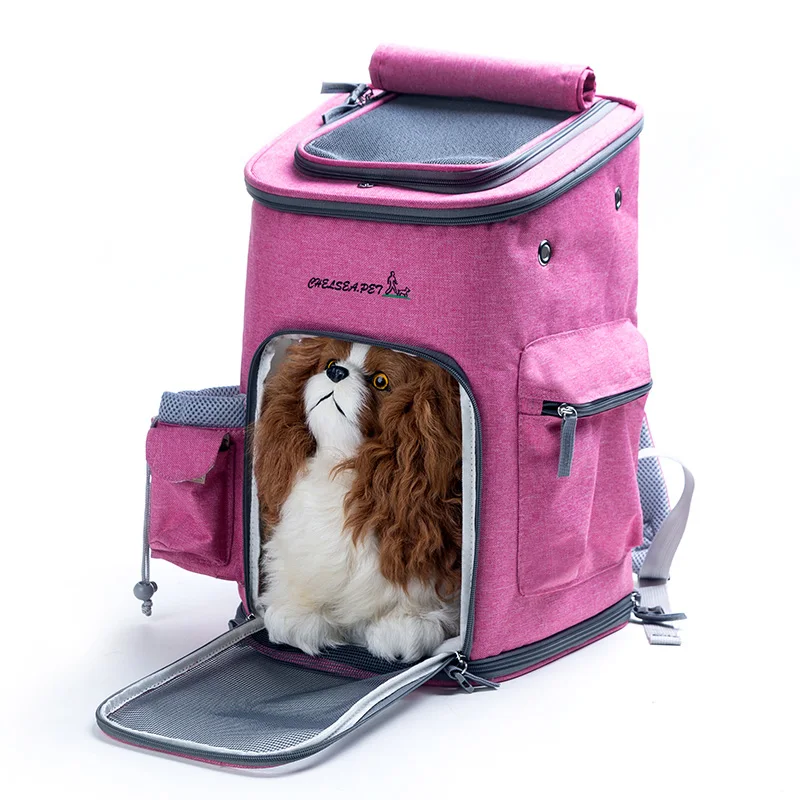 Linen Cloth Go Out Doggie Bags on Shoulders large space Ultra-breathable Foldable Pet Backpack for Travel Pet Carrier Bag