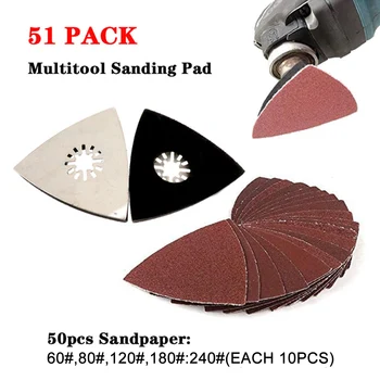 

51pcs Triangle Sandpaper Power Tool Portable Oscillating Multitools Triangular Woodworking Home Multifunctional Sand Disc Kit