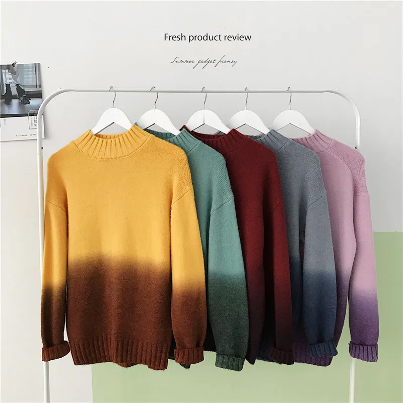 Autumn Sweater Men Warm Slim Fashion Tie-dye Gradient Casual Knit Sweter Man Streetwear Long-sleeved Pullover Men Clothes M-3XL