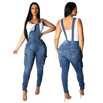 

Women Overalls Cool Denim Jumpsuit Ripped Holes Casual Jeans Ladies Sleeveless Skinny Jumpsuits Hollow Out Rompers Street Style