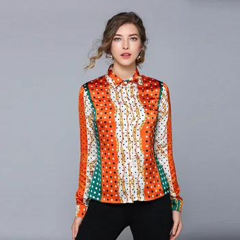 

Polka Dot Satin Shirt Women Spring Summer Elegant Ladies Blouse Long Sleeve Work Wear Shirts blouses Top Clothes