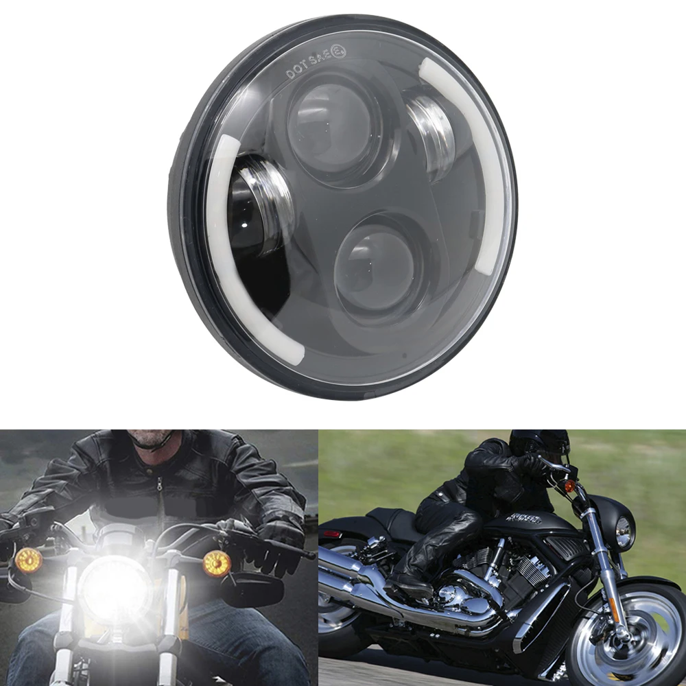 5-3/" фара для Harley Dyna Sportster 1200 48 883 белый DRL свет 5,75" дюймов фара для Yamaha trx850 фара