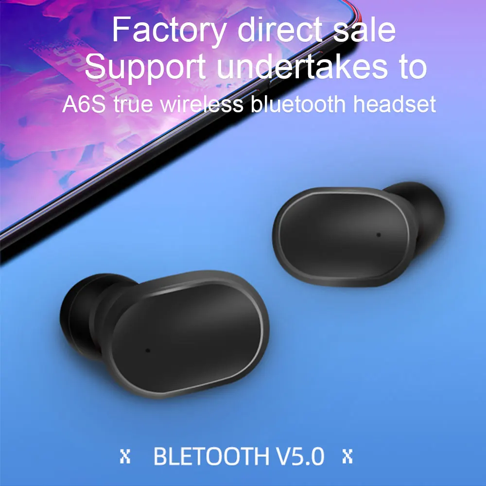 Новинка A6S Bluetooth гарнитуры против Redmi Airdots беспроводные наушники 5,0 TWS наушники с шумоподавлением микрофон для iPhone Xiaomi huawei jbl