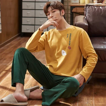 

Autumn Men Pajamas Long Sleeve Pijama Male Pajama Set Men Striped Pyjamas Cotton Pajamas For Men Sleepwear Homewear Sleep Lounge
