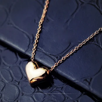

Fashion Personality Exquisite Simple Smooth Heart-shaped Necklace Clavicle Chain Contracted Temperament Heart Pendants
