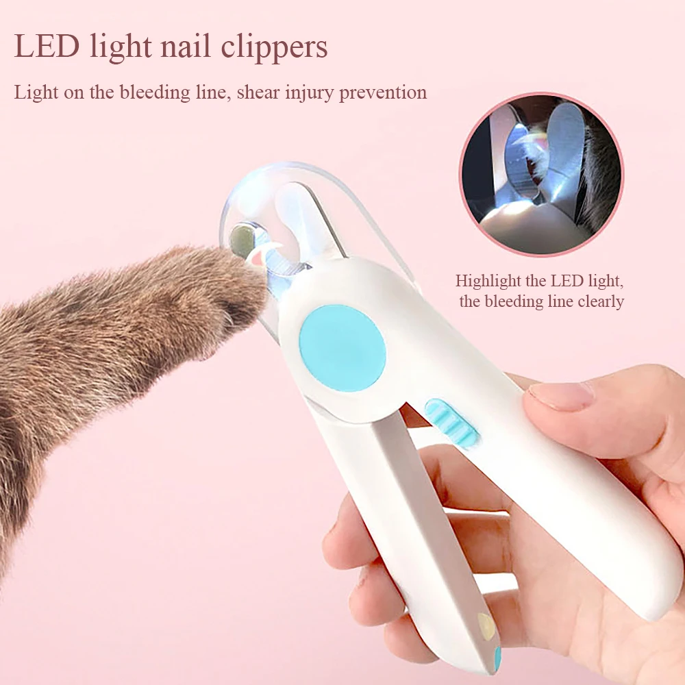 Cortador de uñas para perros profesional, tijeras para aseo de acero inoxidable, con luces LED, evita Gato