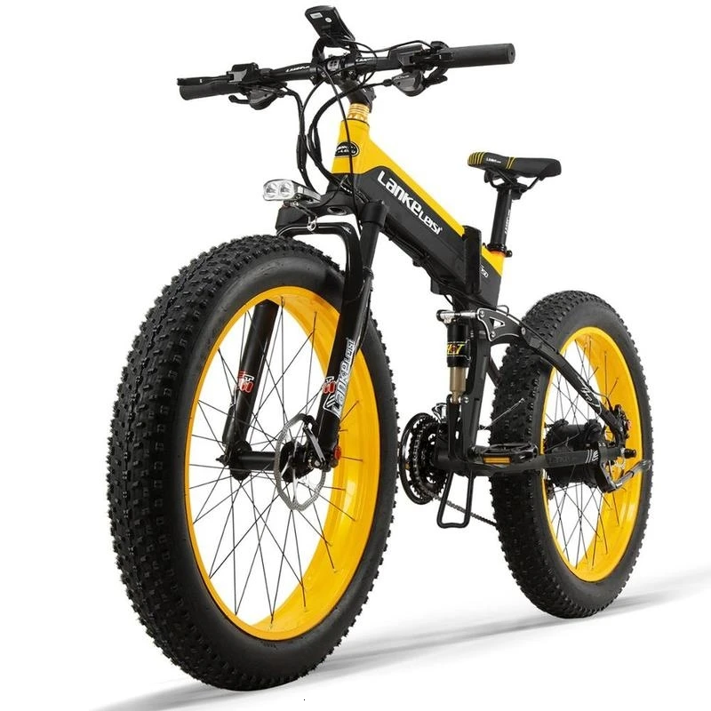 

1000W Electric Mountain Bike 26 inch 21 Speed with 48V 13AH Hidden Battery Shimano 27 Speed Full Suspension Snow Folding Bike