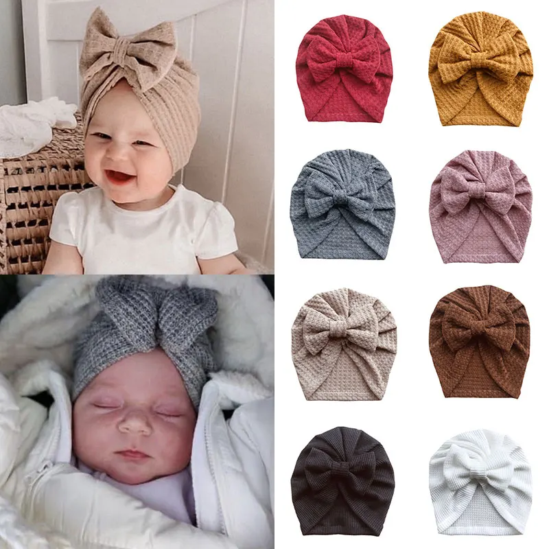 Baby Solid Ribbed Topknot Hat Kids Donut Ball Cap Newborn Girls Photography Props Spring Autumn Modis Beanie Turban Infant mens winter hat skullies