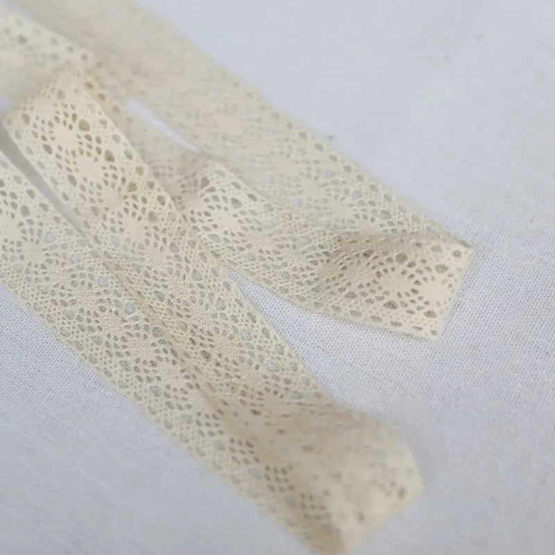 3-7CM Beige White Embroidery Lace DIY Handmade Wedding Party Craft Gift Packing Patchwork Cotton Crocheted Lace Ribbon 5Yards