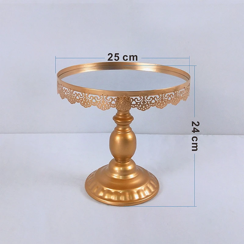 Европейский Золотой Стиль Солнцезащитные очки, зеркальные круглые металлическая, для подставки для пирожных пластина домашняя одежда для свадьбы, дня рождения подставка для торта инструмент - Цвет: 25CM
