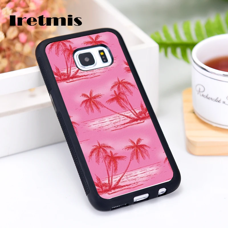 

Iretmis Silicone Rubber phone case cover for Samsung Galaxy S5 S6 S7 S8 S9 edge plus S10 Lite S10E Note 8 9 10 Pink Palms