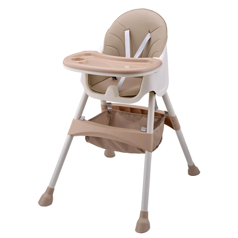 Детское кресло для кормления, детское кресло-бустер, пищевой полипропиленовый материал, регулируемый по высоте, портативный высокий стул для младенцев, складной пластиковый стул - Цвет: High model  khaki
