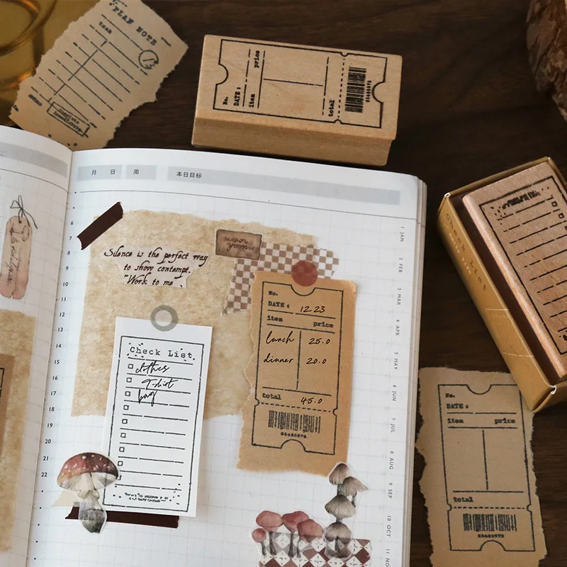 Винтажная функция проверить список билетов штамп DIY деревянные и резиновые