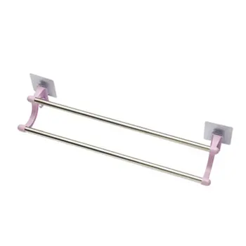 

Stainless Steel Self Adhesive Bathroom Towel Bar Rack Holder Storage Hanging Hanger Kitchen Hotel Washcloth Clothes Shelf