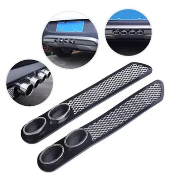 

Hot 1Pair Universal Car Auto Styling Fake Decorative Vent Grid Exhaust Muffler Pipe Adhesive Tape Car Vent Fender Decoration Sti
