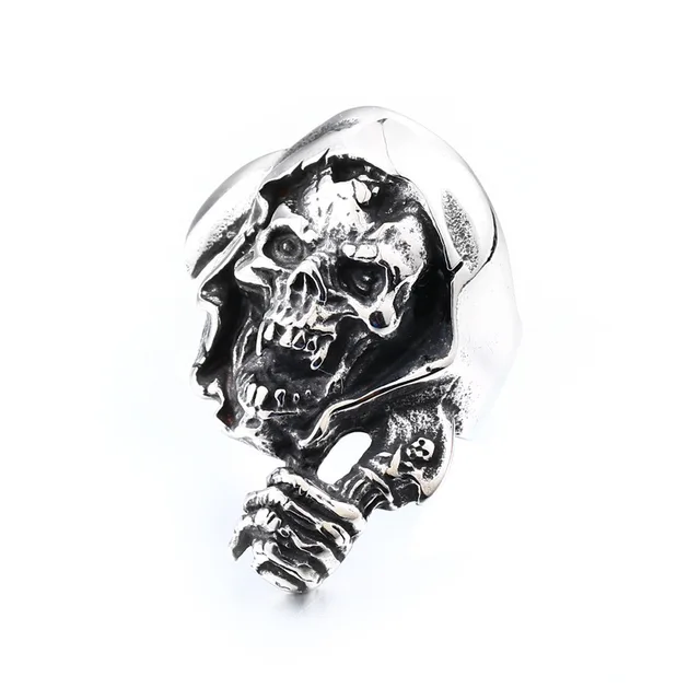 Retro Mens Rings 316L Stainless Steel For Male Boyfriend Biker Jewelry Golden Blue CZ Crystal Stones Skull Eagle Ring 2021 New Custom Color