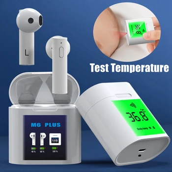 

Wireless Bluetooth 5.0 Earphone With Digital LED Temperature Meter Charging Box Bluetooth Headsets Half in ear Earbuds Smart AI