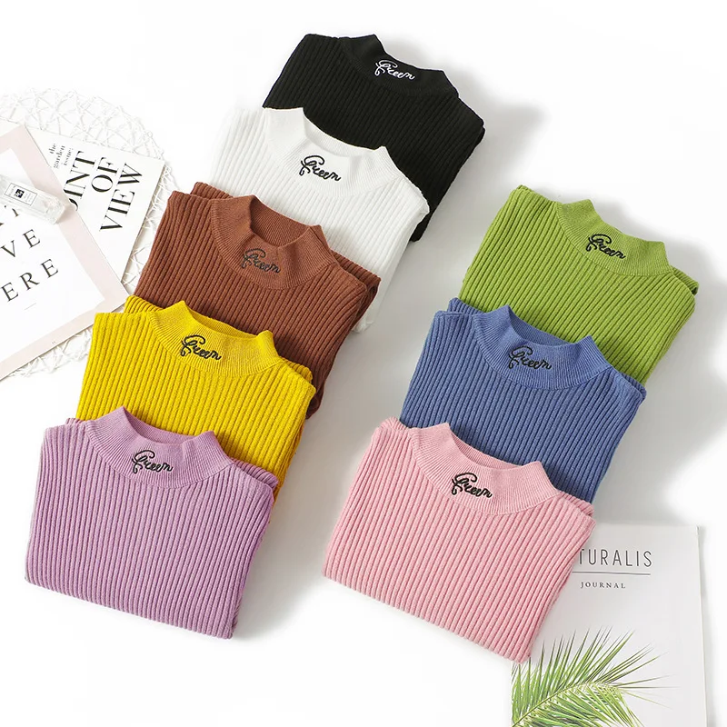 

2019 Knitted Women high neck Sweater Pullovers Turtleneck Autumn Winter Basic Women Sweaters Slim Fit Black