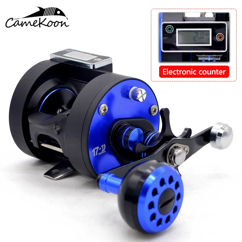 Carretel de Pesca 17 + 1bbs Camekoon Redondo Tambor Relação Engrenagem Trolling Carretel Esquerda – Mão Direita Linha Contador Arremesso 5.6: 1