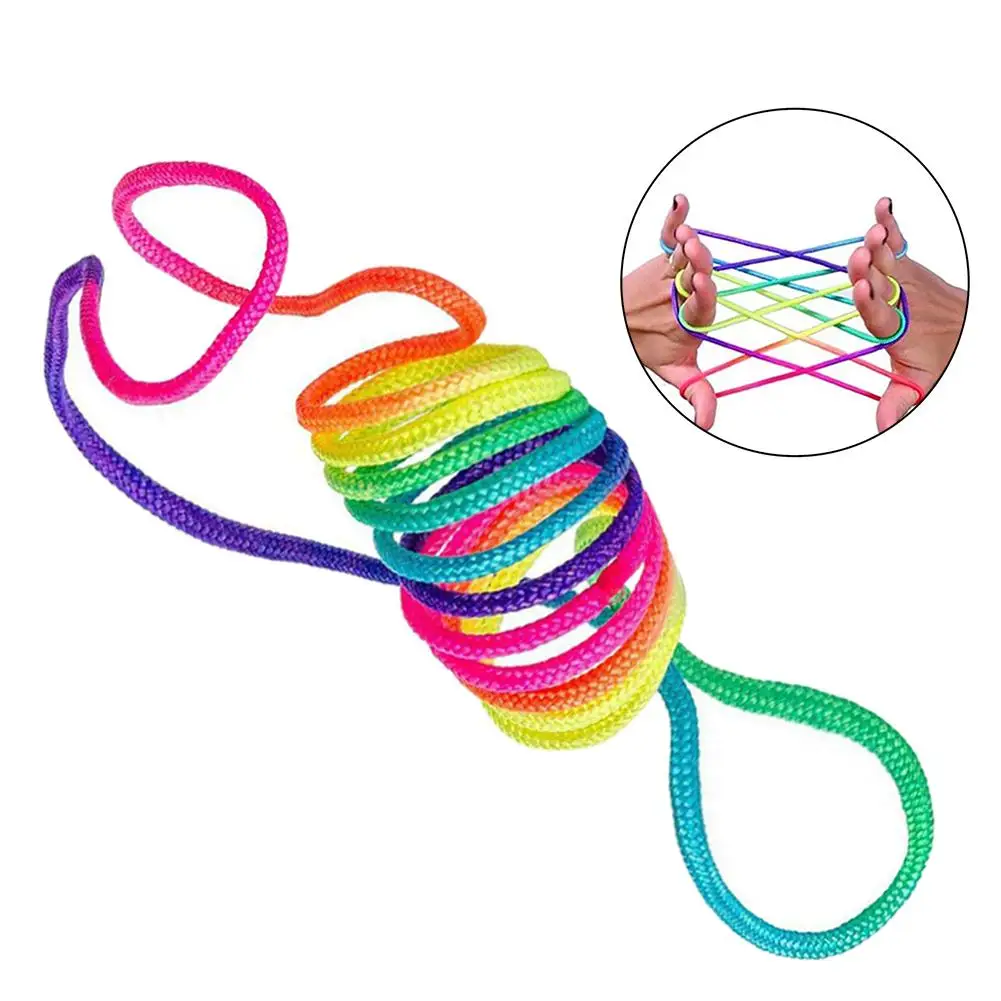 Kids Rainbow Rope Coloured String Toy Rope Finger Rope Puzzle Creates Various Figures Puzzle Game For Child Playing Game