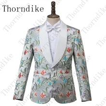 Thorndike, бренд, мужской модный приталенный Блейзер с цветочным принтом, сценические костюмы, одежда для певицы, плюс размер, мужской Костюмный пиджак