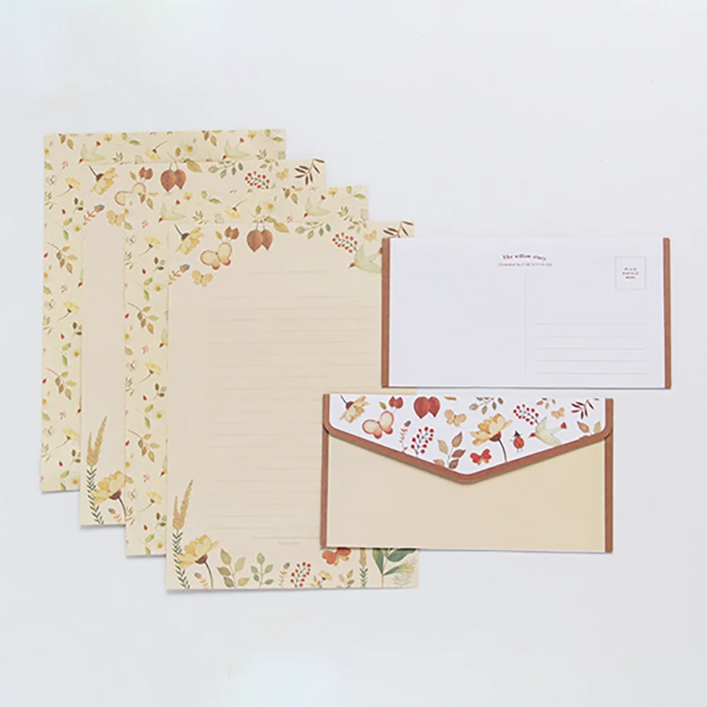 Sobre con patrón Floral para invitación de boda, tarjeta postal bonita, papel de Sobre Carta, papelería de oficina, 9 unids/lote