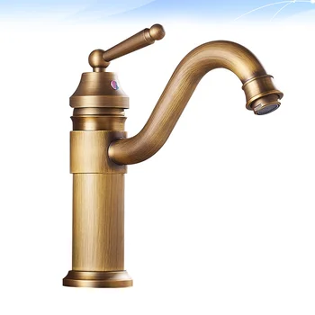 

1PC Copper Bathroom Sink Tap Basin Faucet Antique Metal Bathroom Sink Tap Hot Cold Water Tap