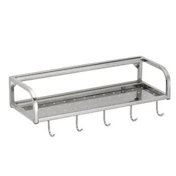 

1 Set Knife Holder Fine Safe Wall-Mounted Stainless Steel Kitchen Storage Rack Cookware Organizer Shelf With 5 Hooks Spices