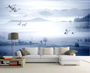 

CJSIR Custom Wallpaper Beautiful Snow Elk Swan TV Background Wall Living Room Bedroom Background Walls Murals 3d Wallpaper