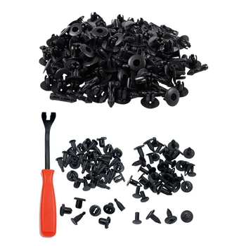 

7mm Hole Plastic Rivets Fastener Auto Car Fender Bumper Push Clips 100 Pcs with 40Pcs Push-Type Plastic Bumper Fender Rivet Clip