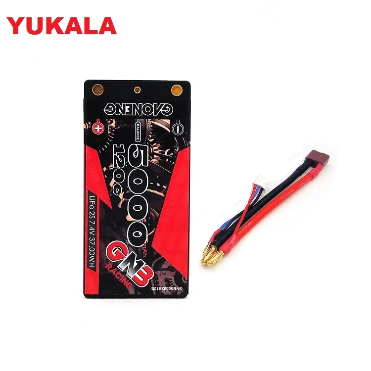 YUKALA GNB 7 4 V 5000mAh 2S 120C/240C жесткий чехол короткошерстная LiPo батарея 0 мм Deans вилка для 1/10 RC гоночный автомобиль B5M 22