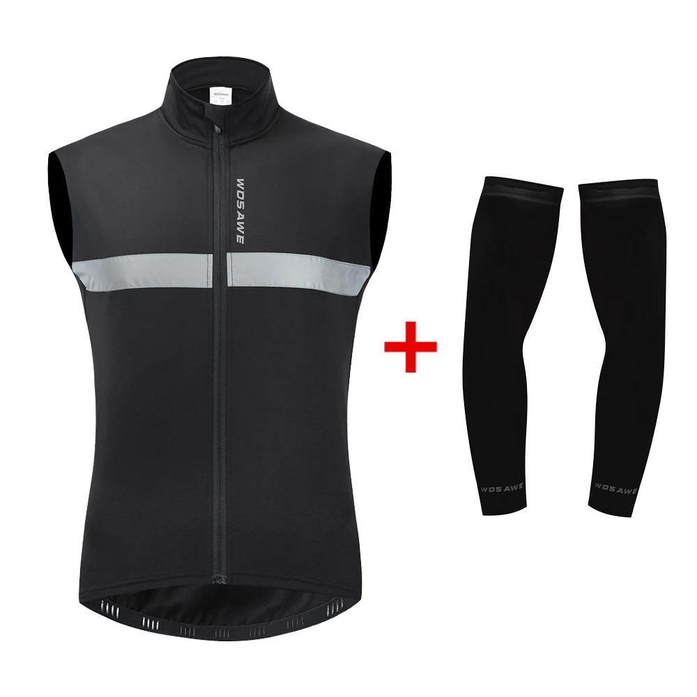 

WOSAWE Cycling Vest Thermal Fleece Breathable Reflective Running Sleeveless Hollow out Vest Windproof Warm Riding Clothes