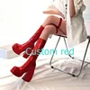 punk style autumn winter boots elastic microfiber shoes woman ankle boots high heels black thick platform long knee high boots 6