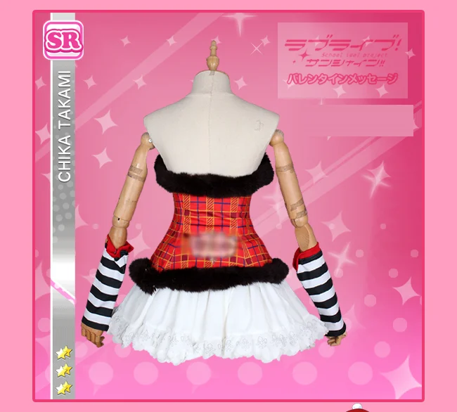 Индивидуальный размер Lovelive Sunshine Aqours Рождественский хор Takami Chika Косплей Костюм Платье униот аниме одежда наряды с крылом