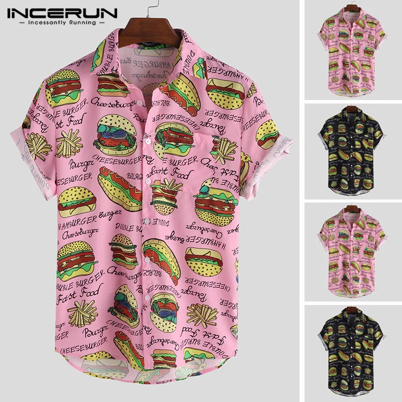 INCERUN Men Shirt Printing Lapel Neck Short Sleeve Casual Camisa Masculina Streetwear Personality Chic Hawaiian Shirts Men 2020 INCERUN Men Shirt Printing Lapel Neck Short Sleeve Casual Camisa Masculina Streetwear Personality Chic Hawaiian Shirts Men 2020