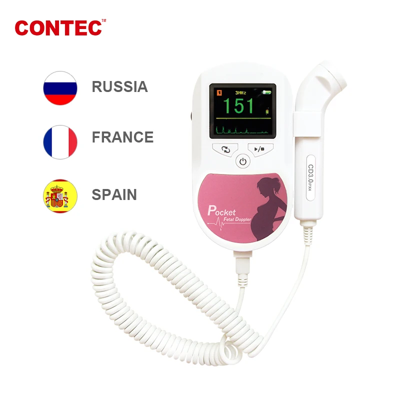 On Sale Contec Handheld Color Prenatal Fetal Doppler 3MHz Probe Baby Heart Beat Monitor Vy89Kjd6q
