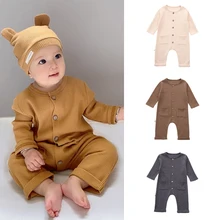 Baby Kids Casual Jumpsuits Autumn Long Sleeve Cotton Simple Style Rompers for Infants Girls Boys
