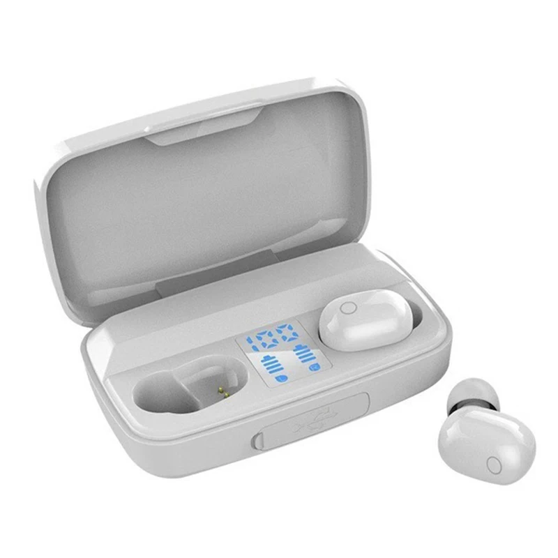 Bluetooth наушники G5 TWS стерео бизнес Bluetooth гарнитура беспроводной светодиодный дисплей - Цвет: Белый