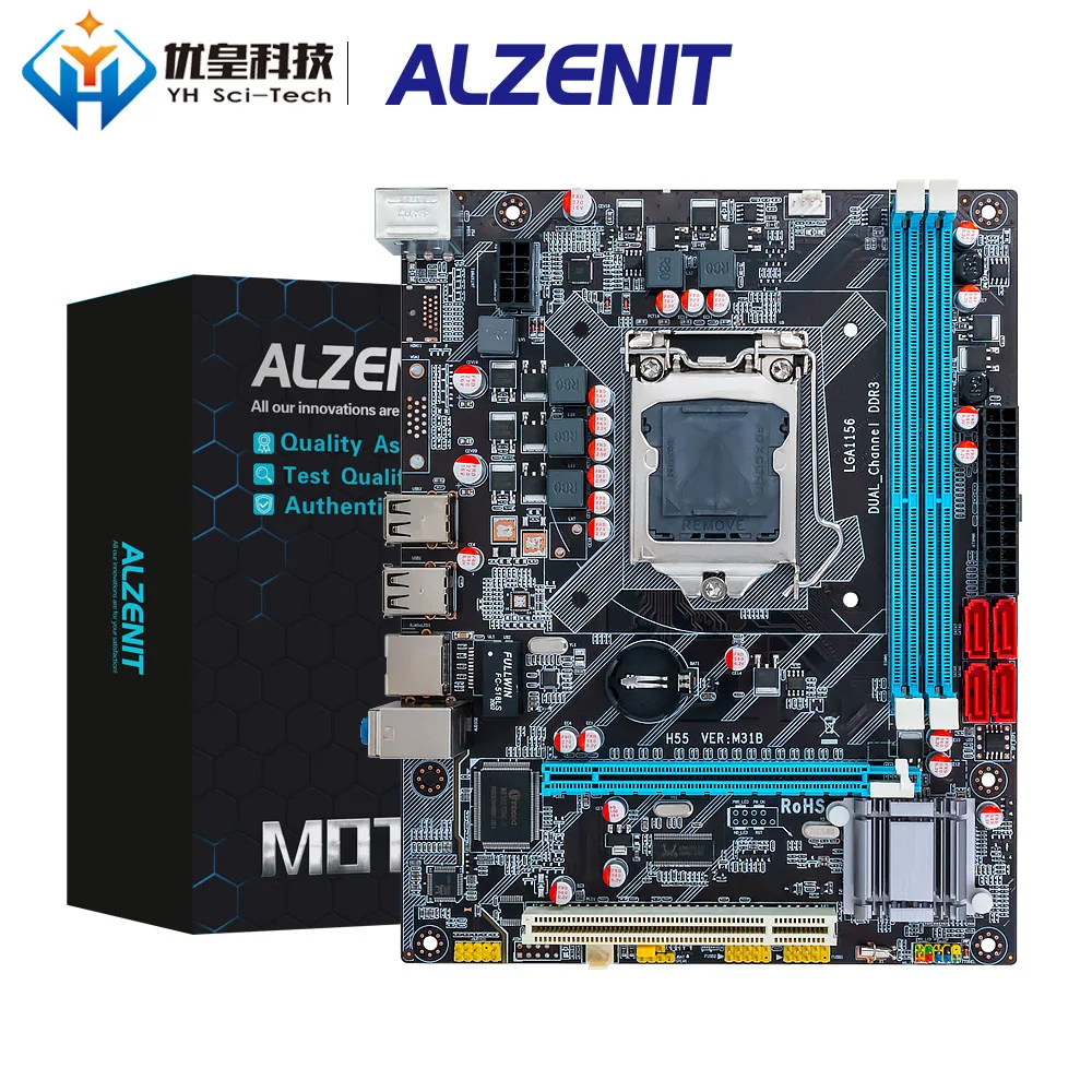 ALZENIT P55 Intel Фирменная Новинка материнская плата для LGA 1156 i3 i5 i7 DDR3 16 Гб USB2.0 SATA2.0 M ATX