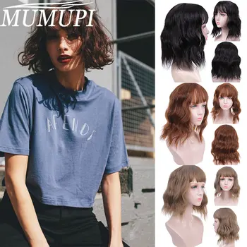 

women fake hair synthetic short black wigs with bangs for pink hair red blond lolita Cosplay Wig MUMUPI