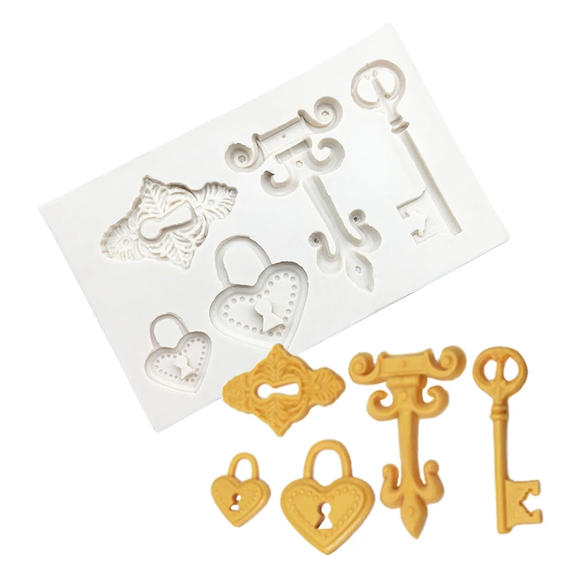 

Key Lock Silicone Mold Sugarcraft Cupcake Baking Mold Fondant Cake Decorating Tools
