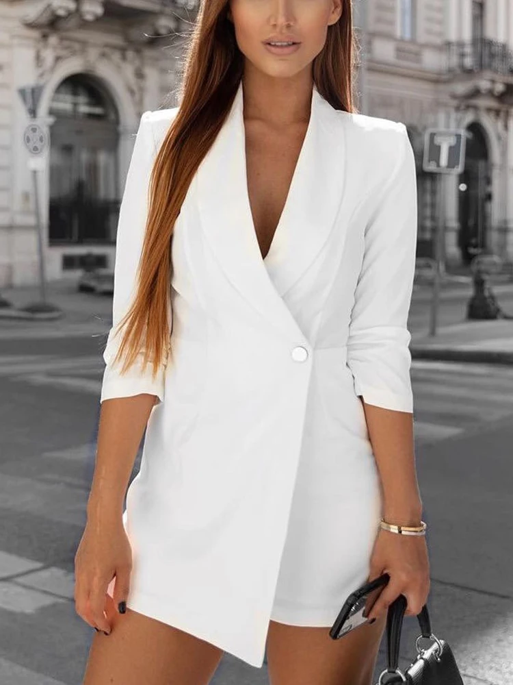 Frauen kleid sexy weiße kurze blazer kleid weibliche frühling grundlegende  büro damen formale arbeit kleider business kleidung vestidos sommer _ -  AliExpress Mobile