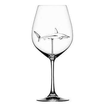 

Built-in Shark Wine Glass New Design Goblet Whiskey Glass Dinner Decorate Handmade Crystal For Bar Party vasos de vidrio P7Ding